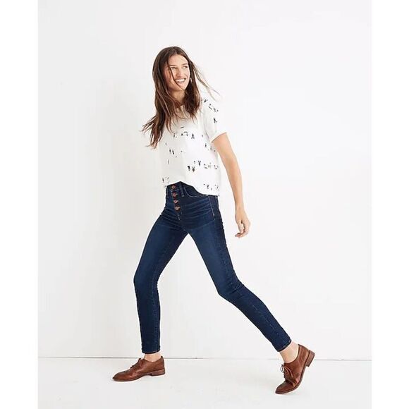 Madewell 9" Mid-Rise Skinny Jeans Button-Front Edition Size 26 - Picture 9 of 9
